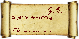 Gegán Versény névjegykártya
